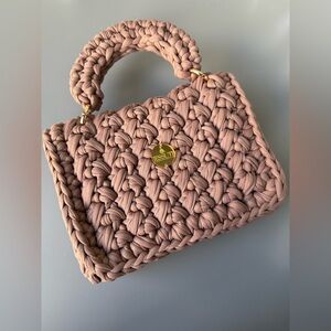 Handcrafted Knitted Tan Bag
